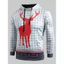 Christmas Deer Pattern Kangaroo Pocket Hoodie -