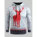 Christmas Deer Pattern Kangaroo Pocket Hoodie -