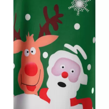 Christmas Deer Pattern Swing Dress - Green