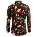 Christmas Elements Print ong Sleeve Shirt - Black