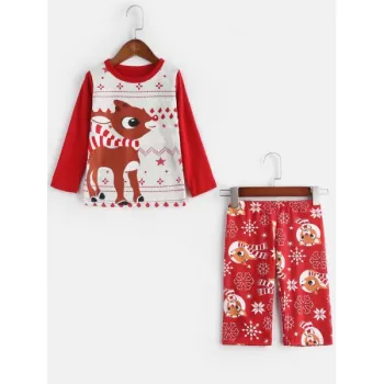 Christmas Elk Print Family Pajama -  Kid