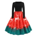 Christmas Elk Print Fit and Flare Dress - ava Red