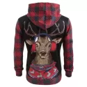 Christmas Elk Print Kangaroo Pocket Hoodie -