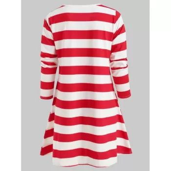 Christmas Elk Print Long Sleeve T-shirt - Red