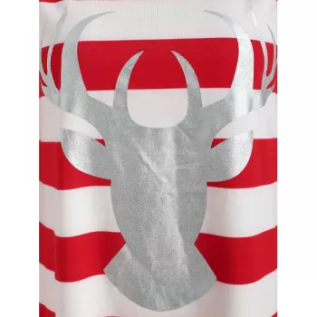 Christmas Elk Print Long Sleeve T-shirt - Red