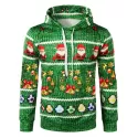 Christmas Football Printed Pullover Hoodie - Jungle Green