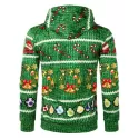 Christmas Football Printed Pullover Hoodie - Jungle Green