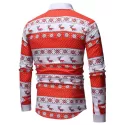 Christmas Geometry Elk Print Long Sleeves Shirt - Red