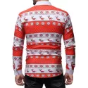 Christmas Geometry Elk Print Long Sleeves Shirt - Red