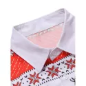 Christmas Geometry Elk Print Long Sleeves Shirt - Red