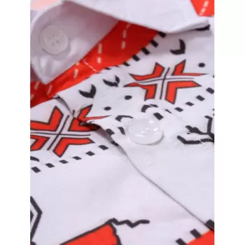 Christmas Geometry Elk Print Long Sleeves Shirt - Red