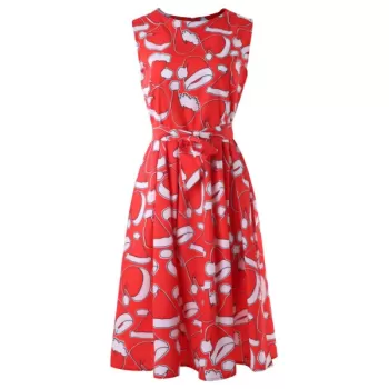 Christmas Hat Print A Line Dress -