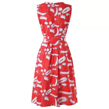 Christmas Hat Print A Line Dress -
