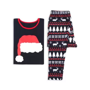 Christmas Hat Printed Family Pajamas Sets - Black Dad