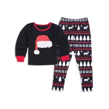 Christmas Hat Printed Family Pajamas Sets - Black Dad