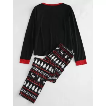 Christmas Hat Printed Family Pajamas Sets - Black Dad