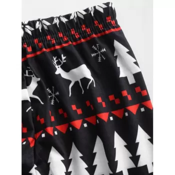 Christmas Hat Printed Family Pajamas Sets - Black Dad