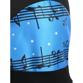 Christmas Musical Print A Line Dress - Deep Sky Blue