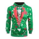 Christmas Patterns Printed Pullover Hoodie - Pine Green