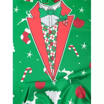 Christmas Patterns Printed Pullover Hoodie - Pine Green