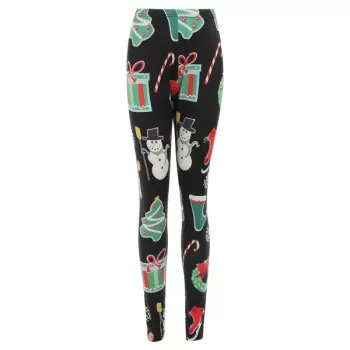 Christmas Print Outdoor Leggings - Black