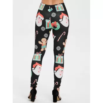 Christmas Print Outdoor Leggings - Black