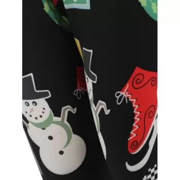 Christmas Print Outdoor Leggings - Black