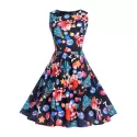 Christmas Printed Pin Up Dress - Black