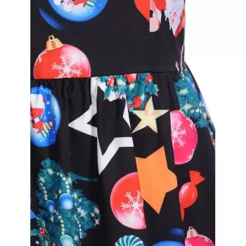 Christmas Printed Pin Up Dress - Black