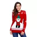 Christmas anta Claus pattern pullover sweater knitting sweater - Red