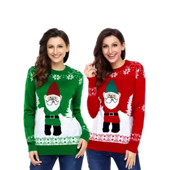 Christmas anta Claus pattern pullover sweater knitting sweater - Red