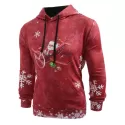 Christmas Santa Plane Snowflakes Print Hoodie - Chestnut Red