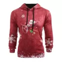 Christmas Santa Plane Snowflakes Print Hoodie - Chestnut Red