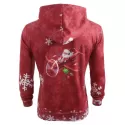 Christmas Santa Plane Snowflakes Print Hoodie - Chestnut Red