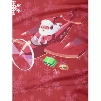 Christmas Santa Plane Snowflakes Print Hoodie - Chestnut Red