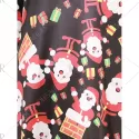 Christmas Santa Print Long Sleeve Party Dress - Black
