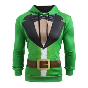 Christmas Santa Suit Print Drawstring Hoodie -