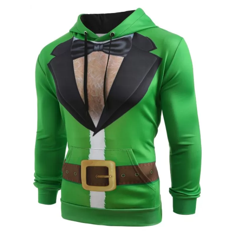 Christmas Santa Suit Print Drawstring Hoodie -