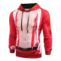 Christmas Santa Suit Print Long Sleeve Hoodie -