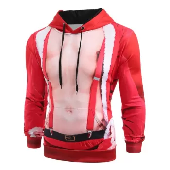 Christmas Santa Suit Print Long Sleeve Hoodie -