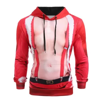 Christmas Santa Suit Print Long Sleeve Hoodie -