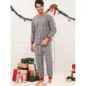 Christmas Snowflake Print Matching Family Pajamas - Light Gray Dad
