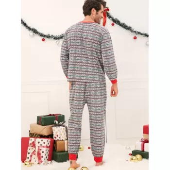 Christmas Snowflake Print Matching Family Pajamas - Light Gray Dad