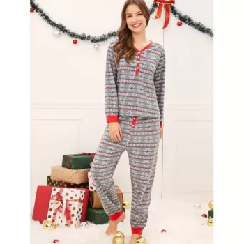 Christmas Snowflake Print Matching Family Pajamas - Light Gray Dad