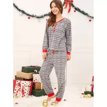 Christmas Snowflake Print Matching Family Pajamas - Light Gray Dad