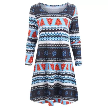 Christmas Snowflake Print Tunic Dress -