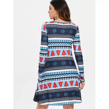 Christmas Snowflake Print Tunic Dress -