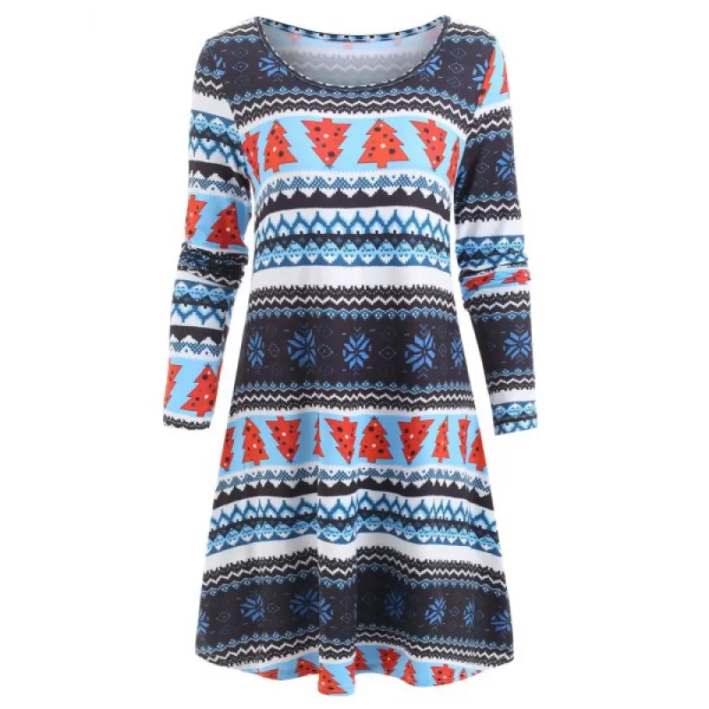 Christmas Snowflake Print Tunic Dress -