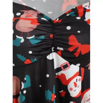 Christmas nowman Print Asymmetrical T-shirt - Black