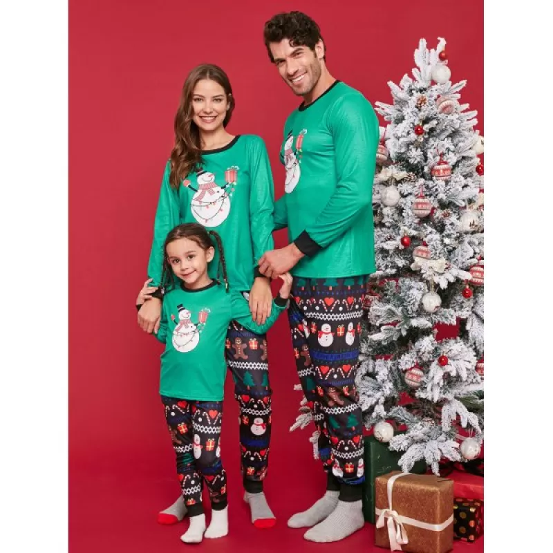 Christmas Snowman Print Family Matching Kids Nightwear -  Dad